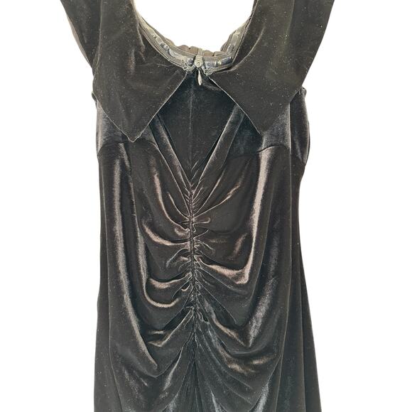 Xscape Black Basic Wedding Guest‎ Velvet Ruched Formal Midi Dress Size 16 - Picture 10 of 12